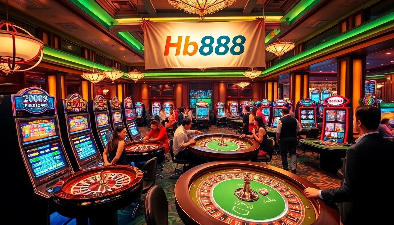 Engage in thrilling gameplay at Hb888 with exciting casino tables and vibrant slot machines.