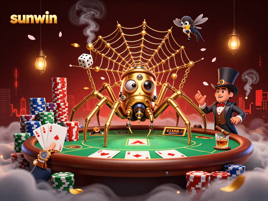 Experience excitement at sunwin with our unique steampunk casino illustration featuring vibrant gaming elements.