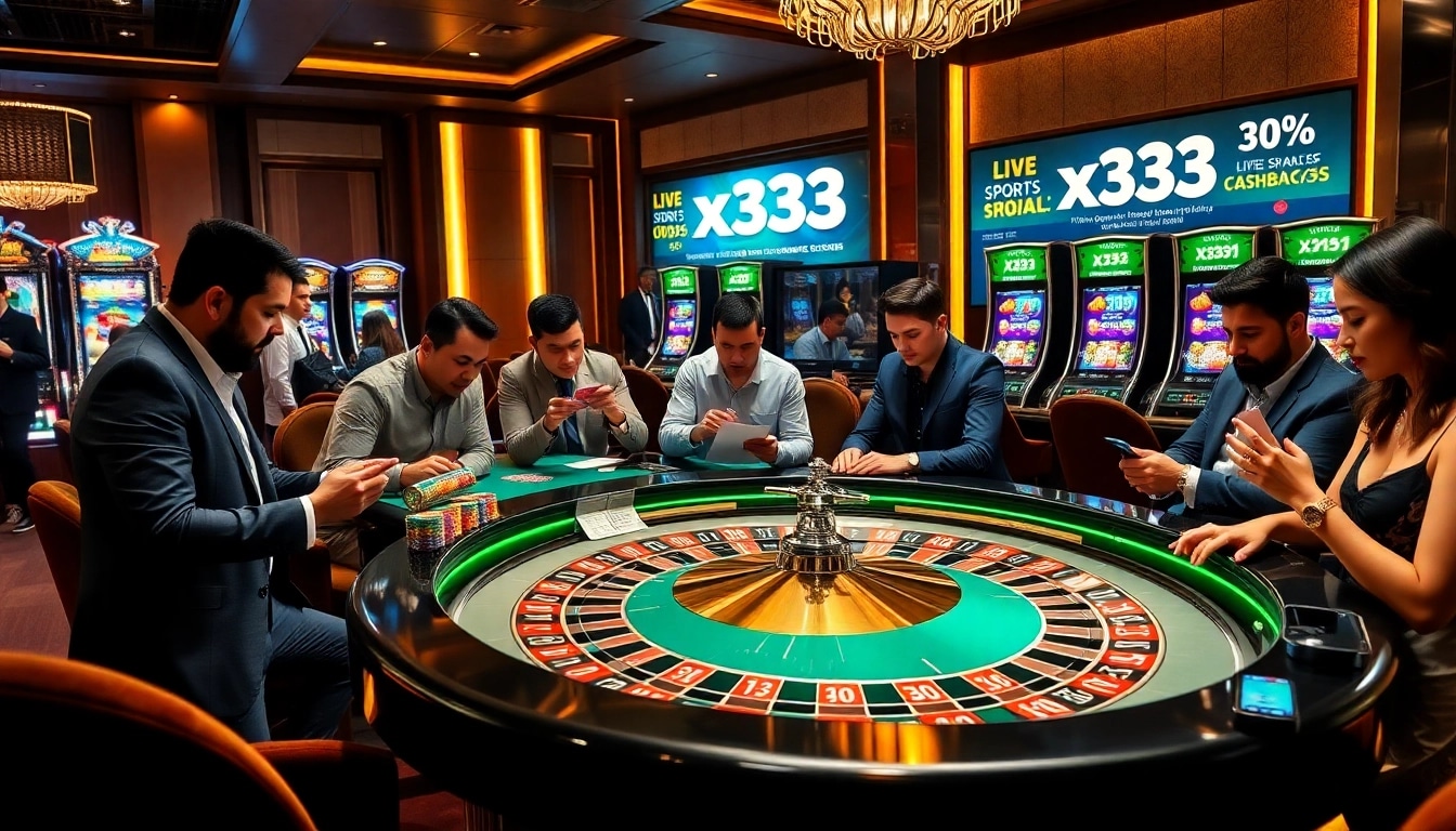 Professional gamblers placing strategic bets on x333 roulette table and poker chips