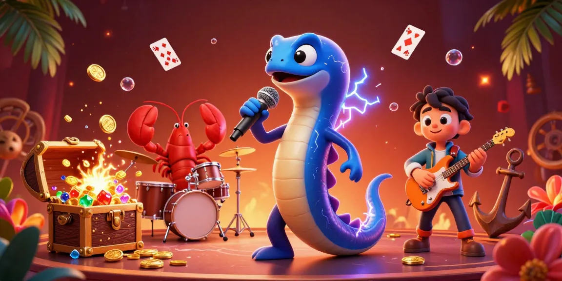Experience the excitement of 8xbet with a vibrant underwater casino scene featuring a DJ electric eel.