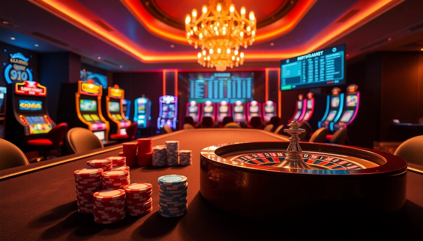 Bongdanet enhances your betting experience with professional casino visuals featuring poker tables and live betting interfaces.