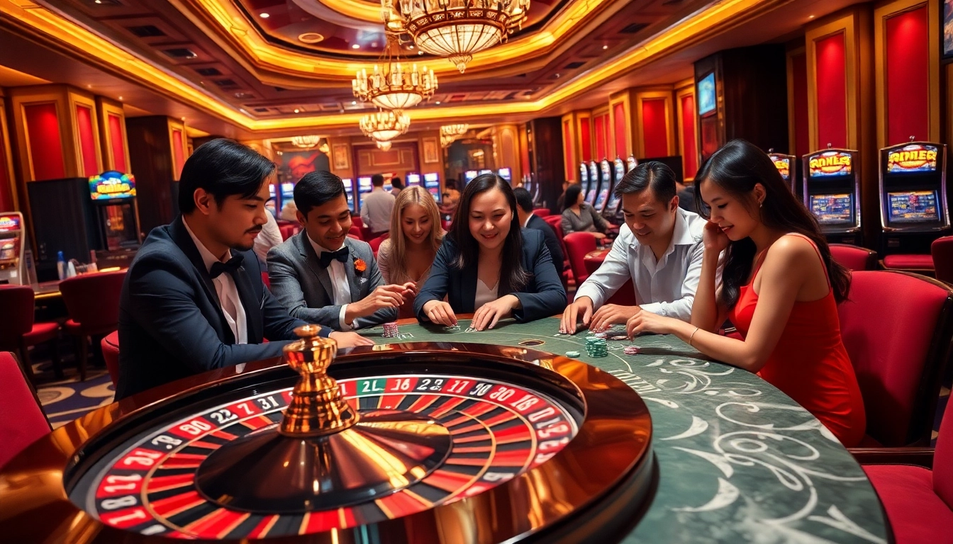 Gambling excitement at RR88 with engaged players and vibrant casino visuals.