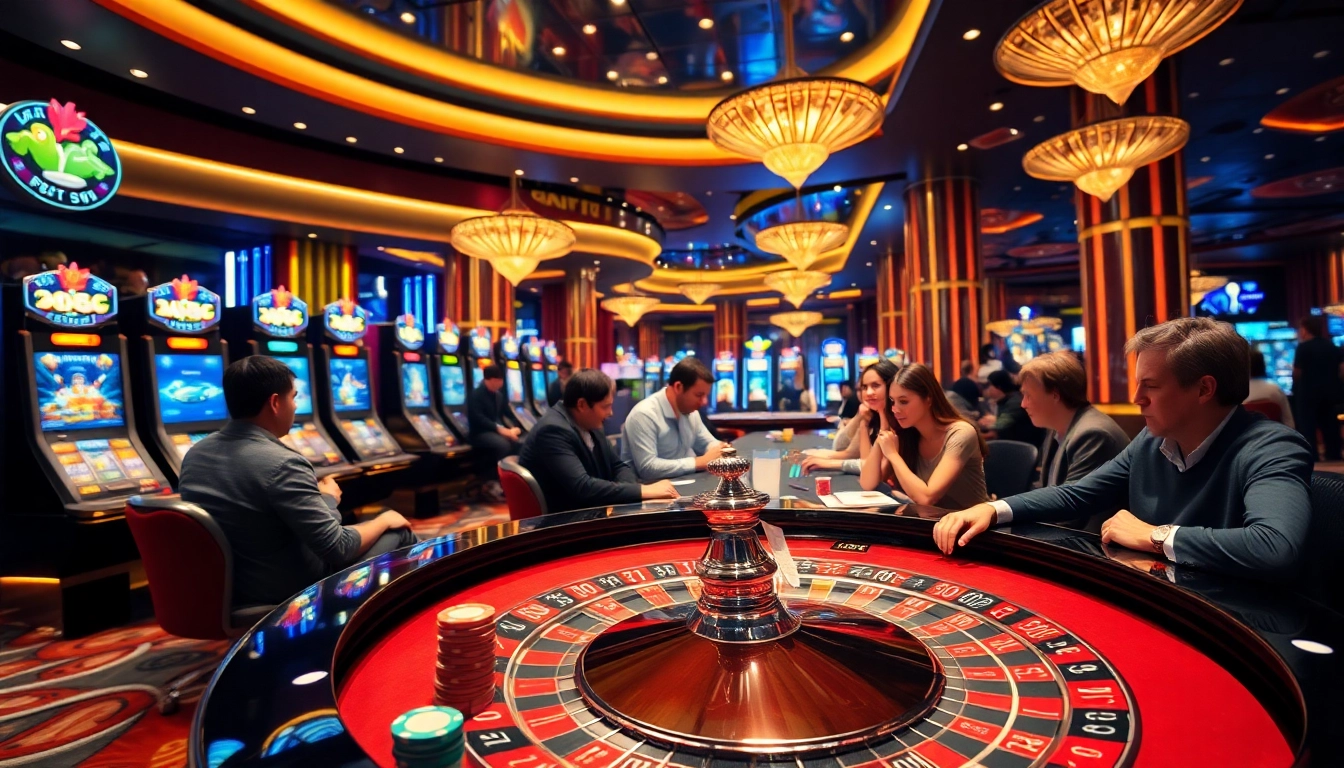 Experience the excitement of Bet88 đăng nhập at a luxurious casino with vibrant slot machines and engaging gameplay.