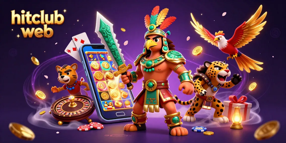 Experience thrilling gaming at hitclub web with vibrant illustrations of casino excitement and winning!