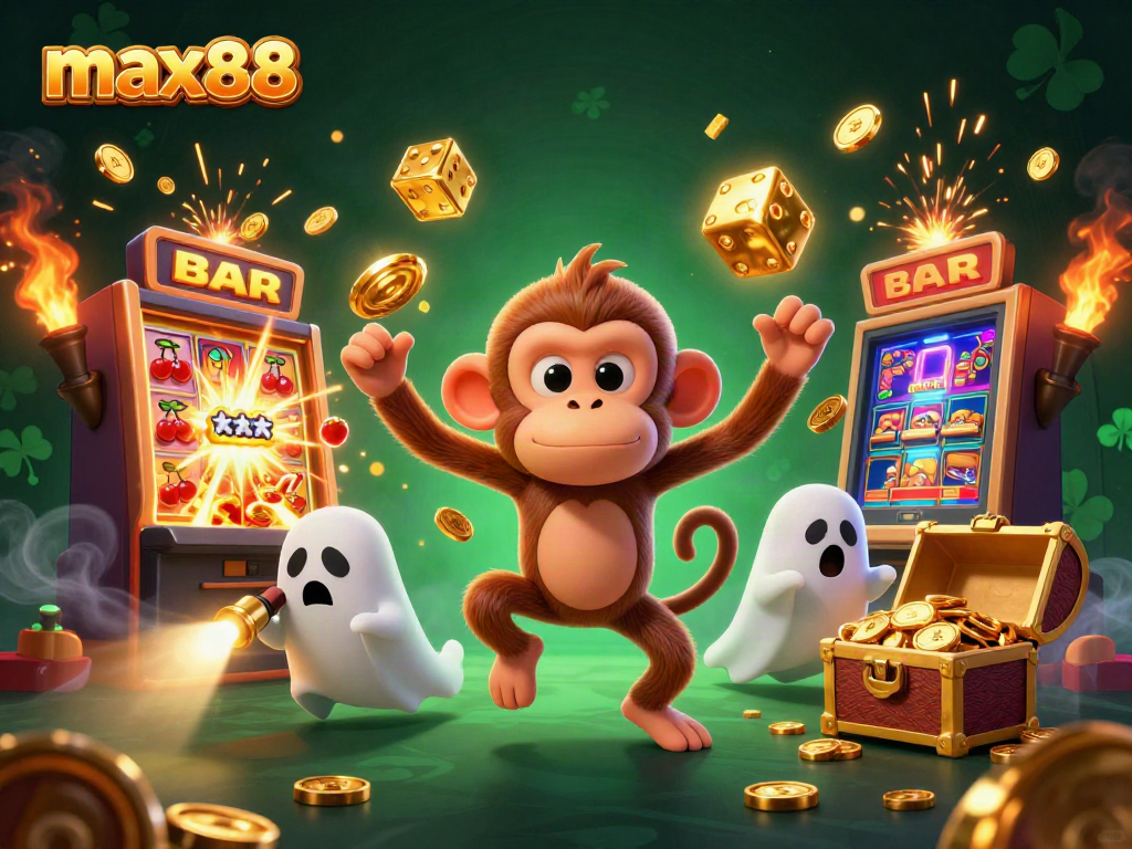 Experience max88's vibrant casino scene with playful characters and jackpot excitement.