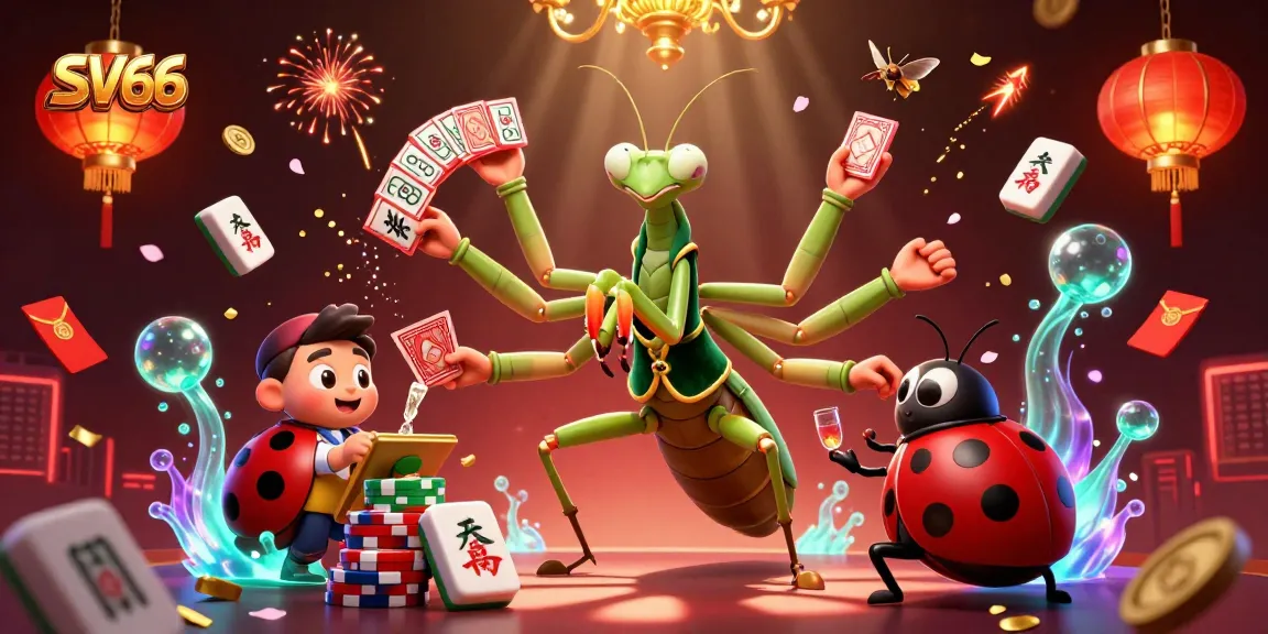 Experience the excitement of SV66 online casino with a vibrant and dynamic 3D gambling illustration.