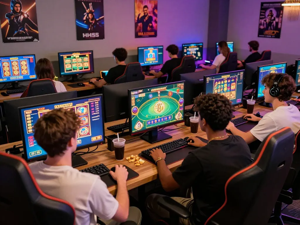 Players enjoying diverse games on HH55 platform with vibrant graphics and exciting atmosphere.