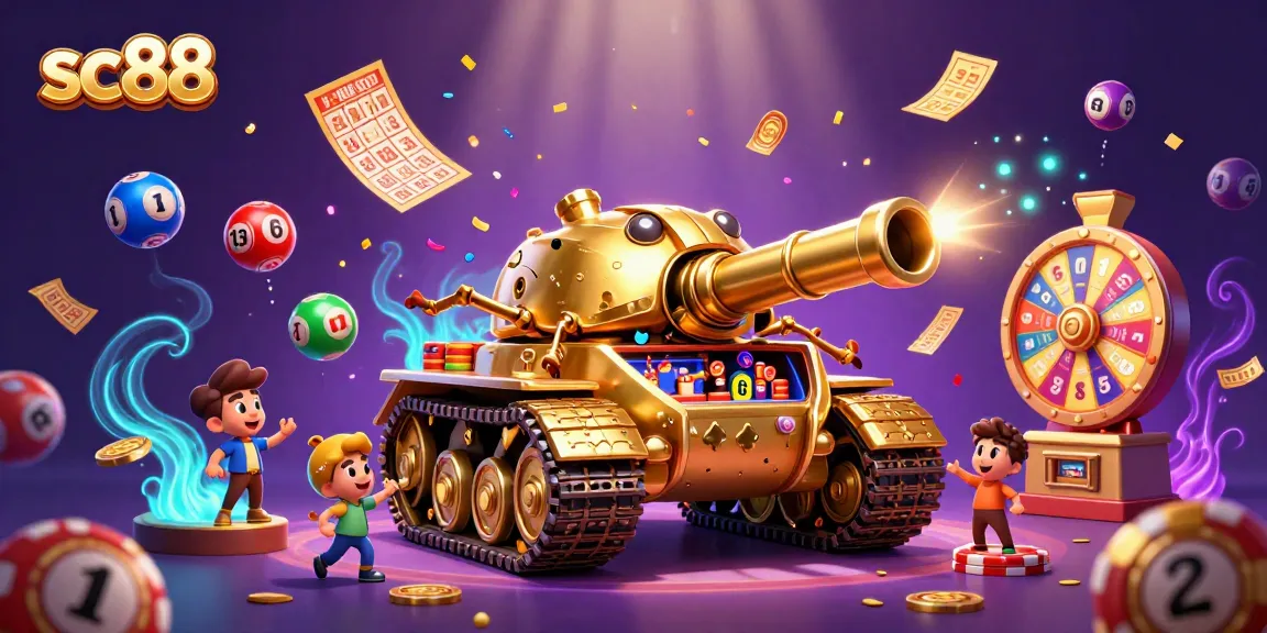 Experience the vibrant world of sc88, where a golden beetle tank unveils a mini casino with dynamic game elements.