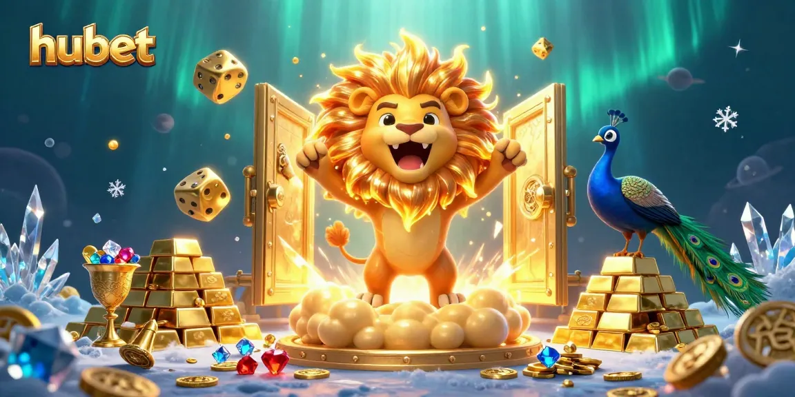 Experience the thrill of hubet with a vibrant 3D illustration featuring a roaring lion and golden dice.