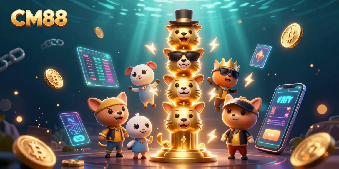 Experience CM88's vibrant gaming atmosphere with dazzling crypto and casino elements.