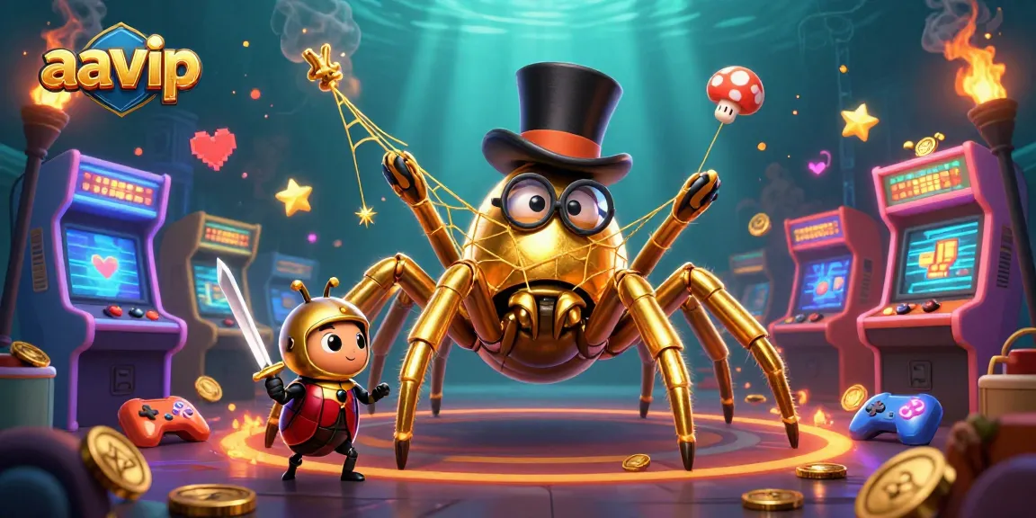 Aavip captivates players with vibrant casino adventures featuring a golden tarantula and beetle knight.