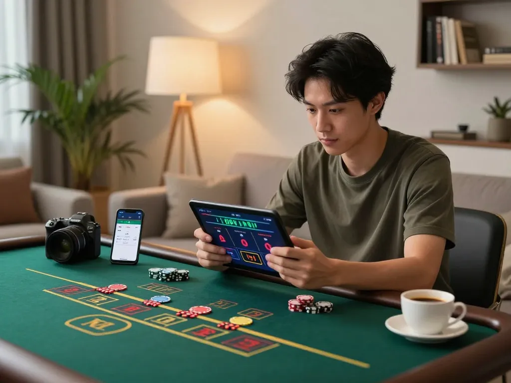 C168 user engaging in live dealer blackjack on tablet at home, showing strategic gameplay.