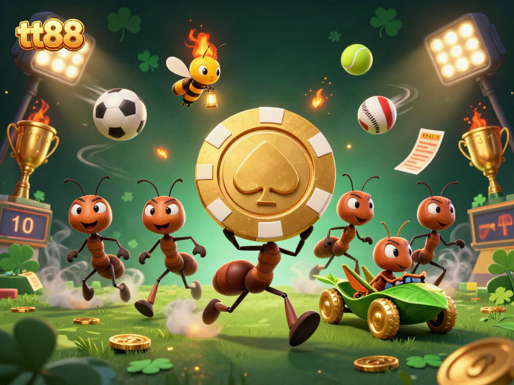 Experience the thrill of tt88 with animated ants on a heist, casino games, and vibrant sports action.