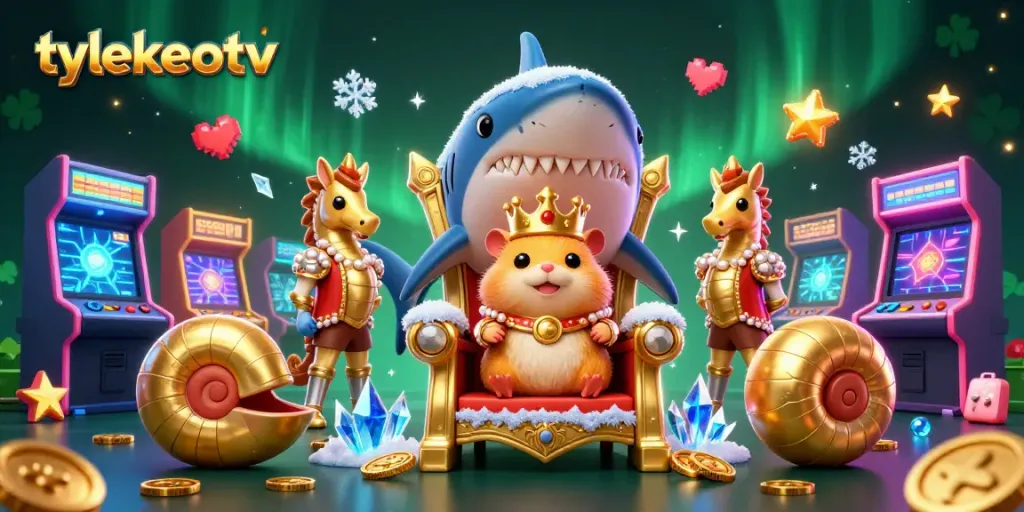 Engage with tylekeotv's thrilling gaming world, featuring a golden hamster king and arcade treasures.