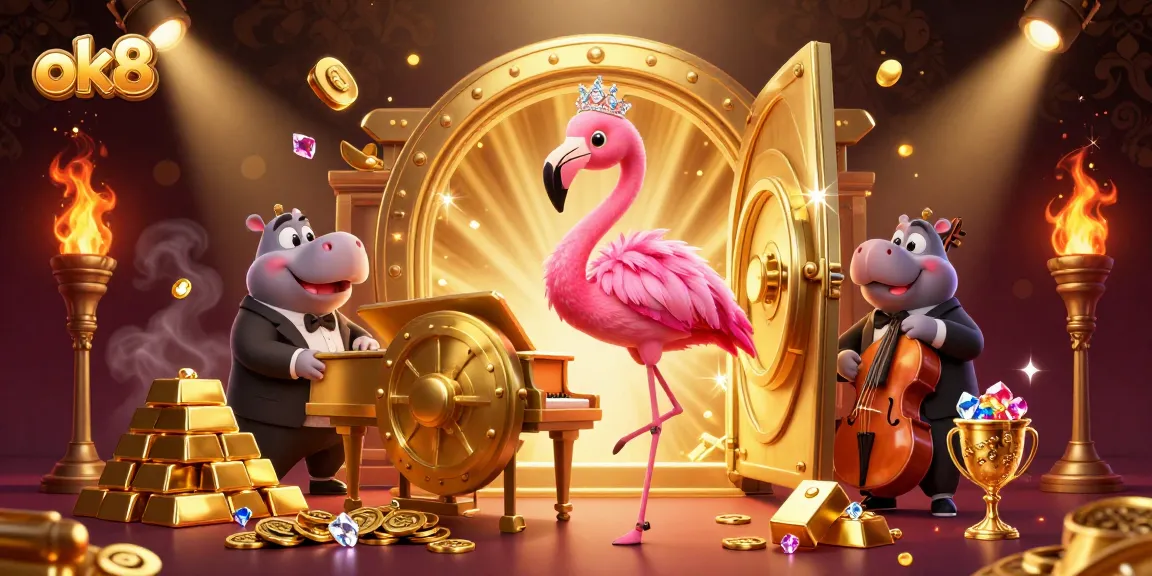 Experience the excitement of ok8 casino with vibrant characters and golden treasures in this dynamic scene.