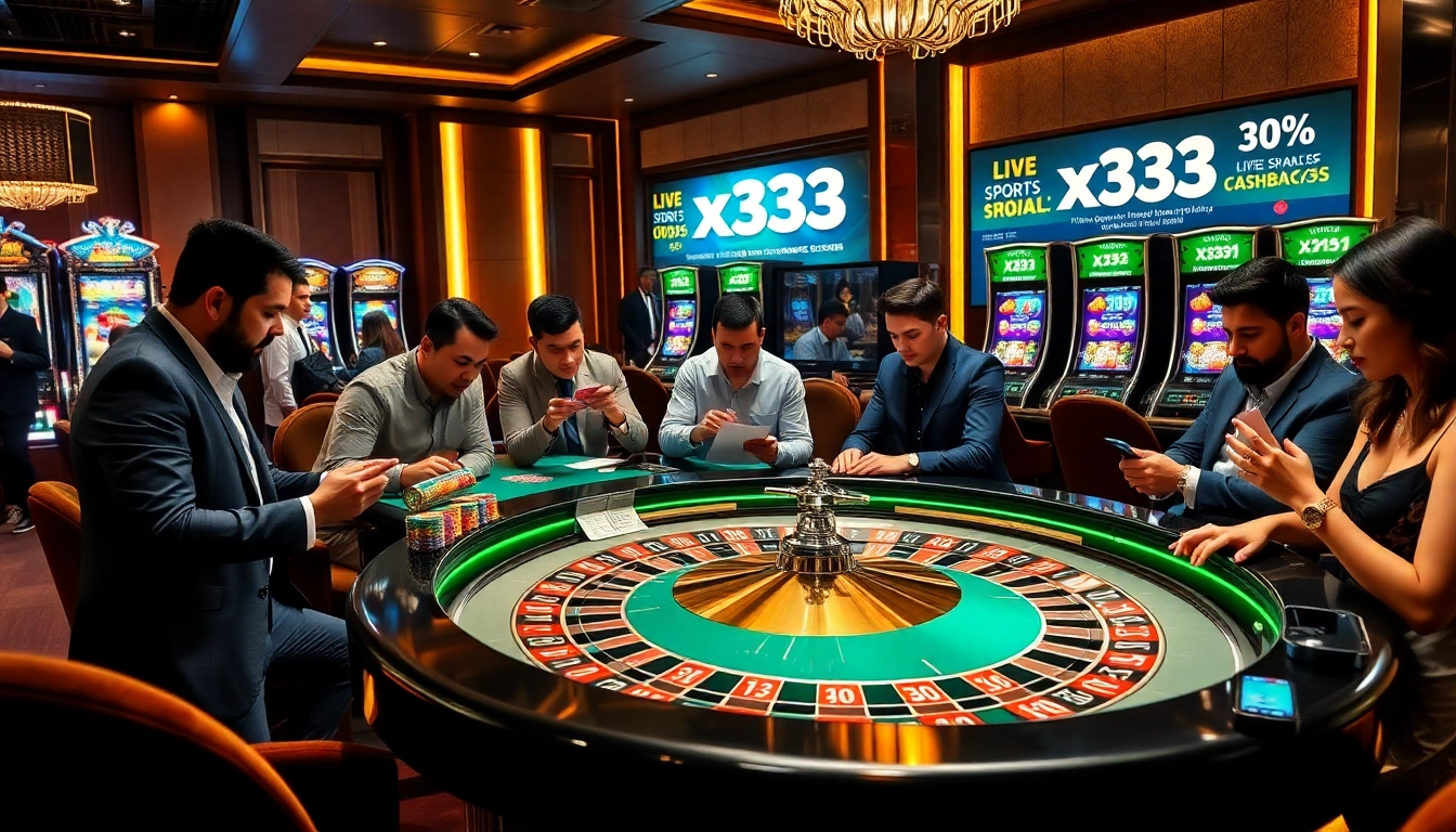 Professional gamblers placing strategic bets on x333 roulette table and poker chips