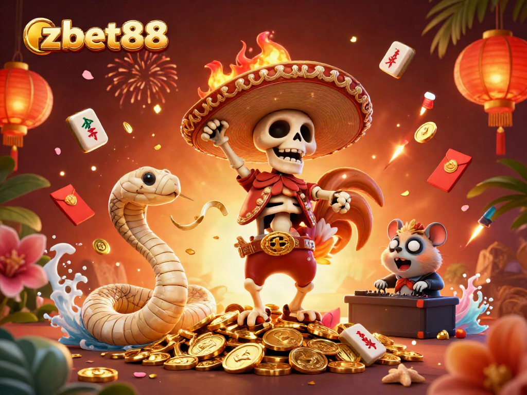 Experience thrilling gambling excitement with zbet88 featuring vibrant characters and rich casino elements.