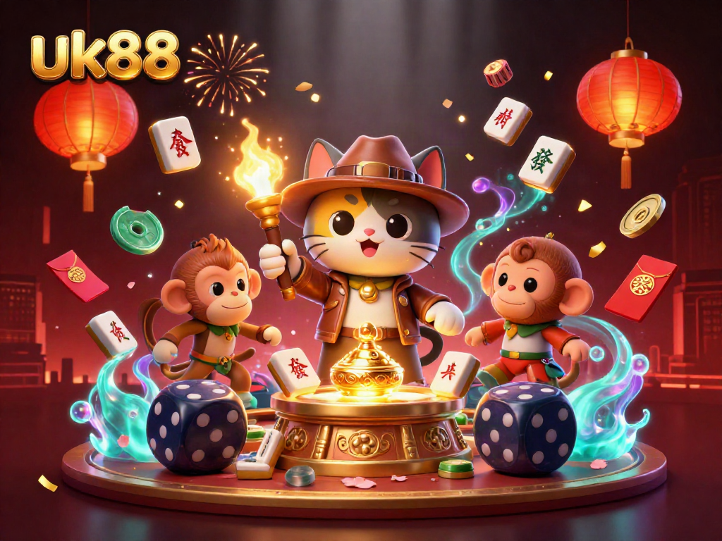Experience the excitement of uk88 with this dynamic casino artifact discovery scene featuring vibrant gaming elements.