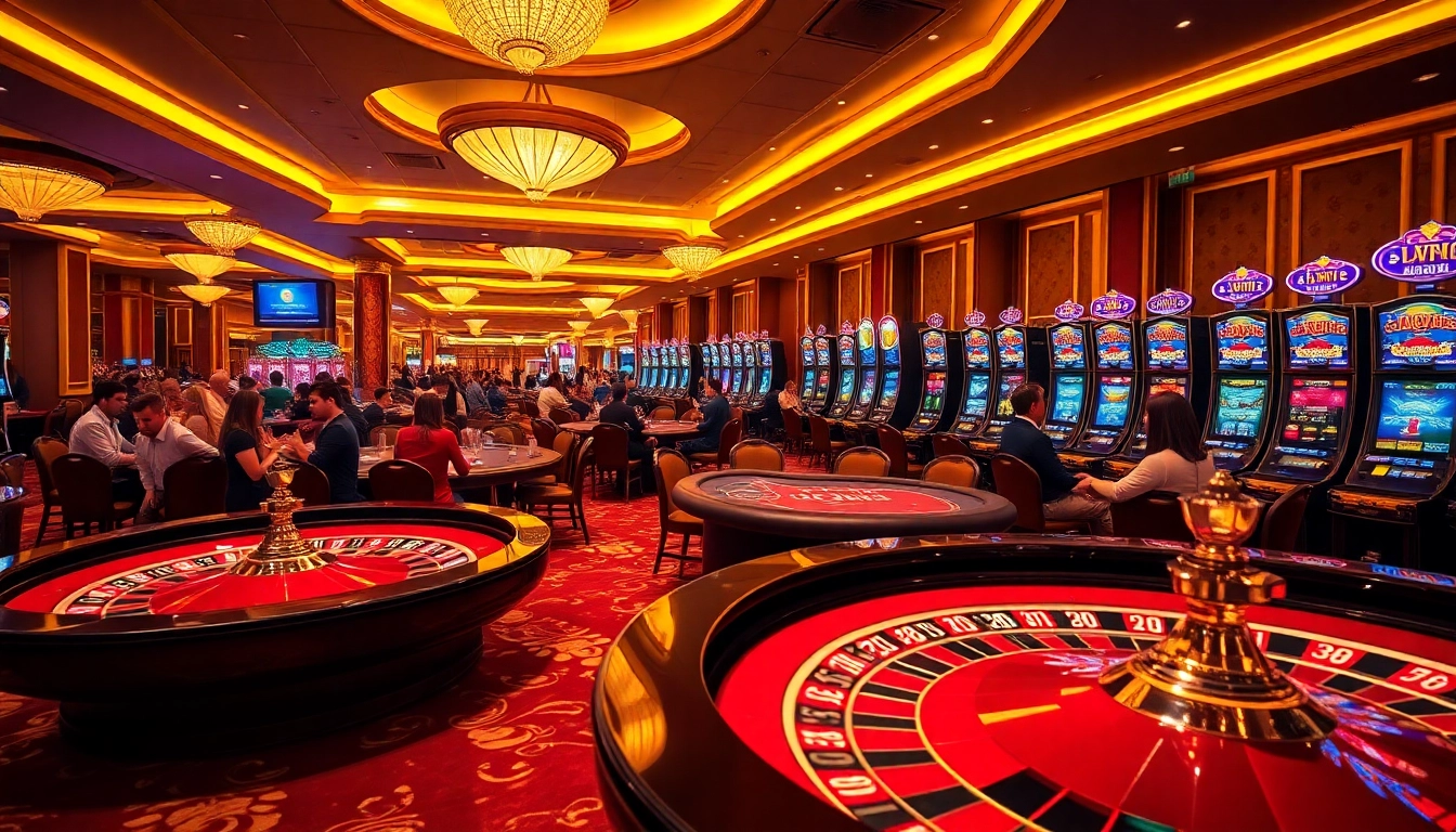 Exciting gameplay at Sun Win casino featuring vibrant roulette wheel and enthusiastic players.