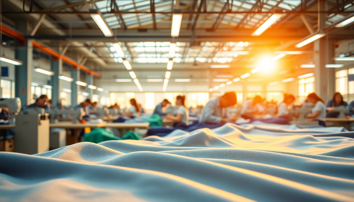 Creating high-quality clothing through Manufacturing Clothing in China depicted in a vibrant factory.