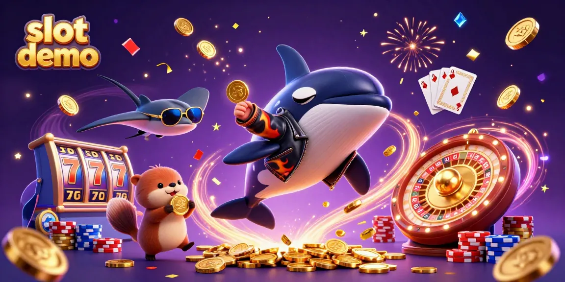 Slot demo menunjukkan orca, ikan pari, dan berang-berang laut dengan koin emas, penuh warna dan berenergi.