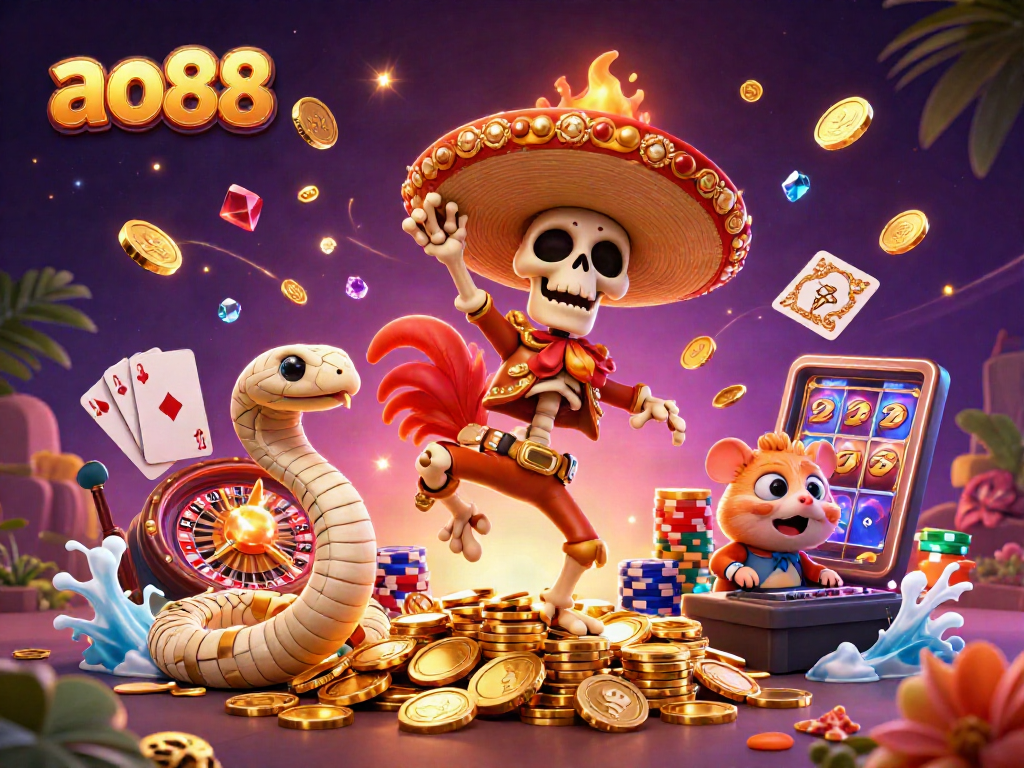 Spin to win with ao88's vibrant casino scene showcasing jackpot celebrations and gaming excitement.