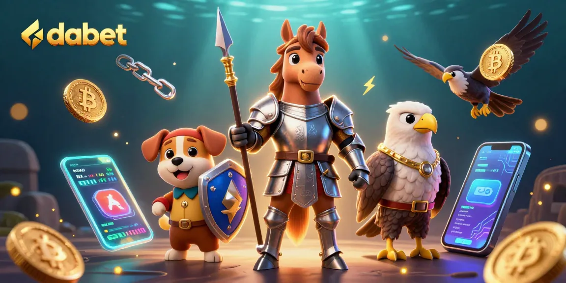 dabet offers thrilling adventures with a medieval knight, squire puppy, and falcon amidst crypto elements.
