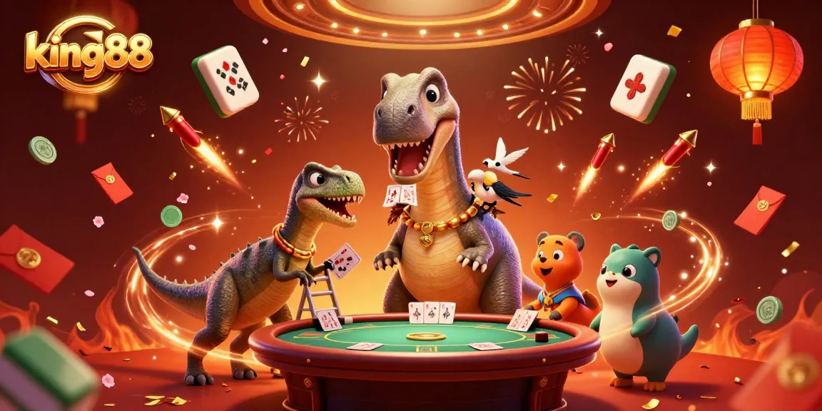 Experience thrilling gameplay with king88 at this dynamic casino scene featuring vibrant characters and elements.