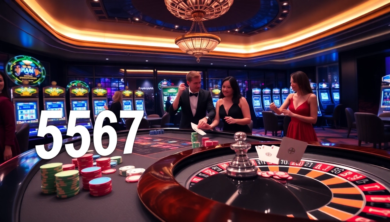 Experience the thrill of l567 gaming at a luxury casino with vibrant tables and professional players.