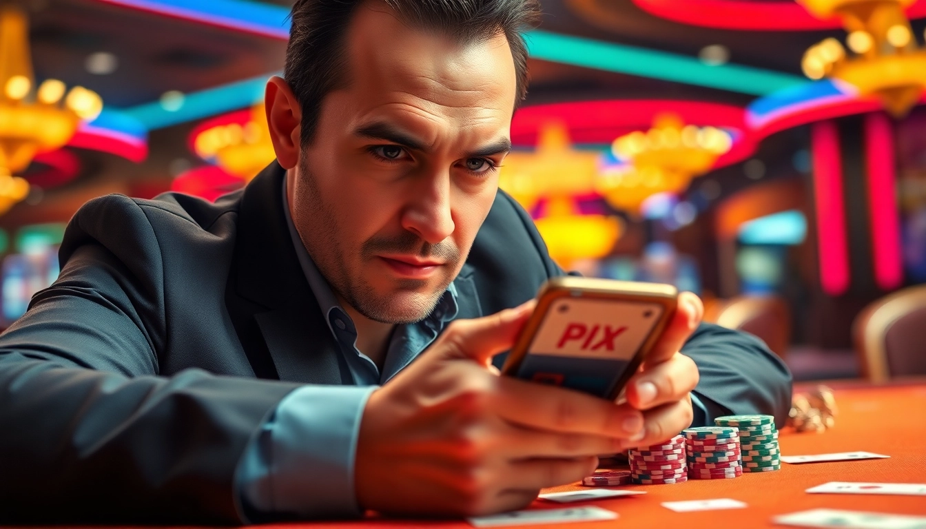 Entenda se cassino com PIX é confiável através de um jogador utilizando pagamento digital em um cassino.