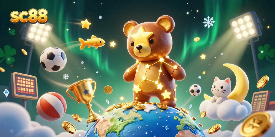 Experience the excitement of sc88 casino with vibrant characters and dynamic sports elements in a magical scene.