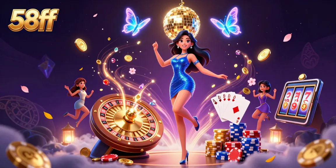 Experience the thrill of gameplay with 58ff, featuring dancing characters and vibrant casino elements.