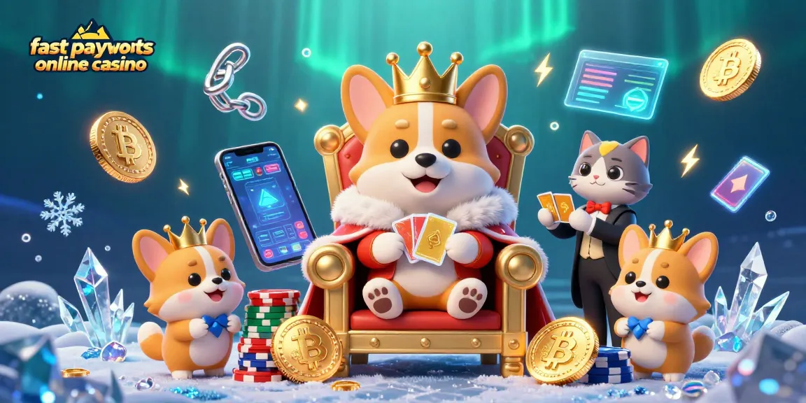 Experience fast payouts at this online casino featuring a royal corgi and crypto-themed elements.