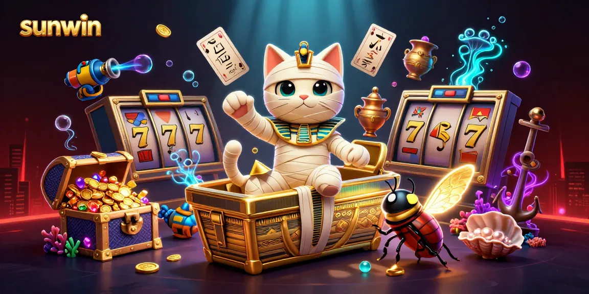 Engage with sunwin's vibrant gameplay amid riches and Egyptian charm in this captivating illustration.