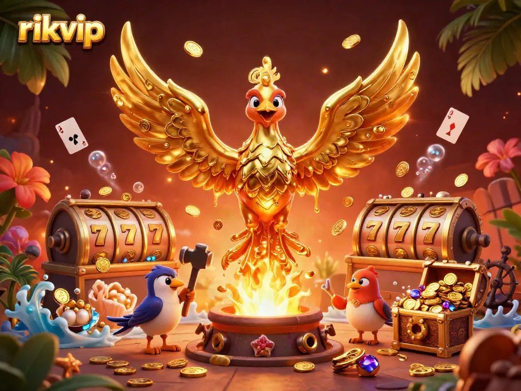 Experience the thrill of rikvip with a golden phoenix and dynamic casino elements