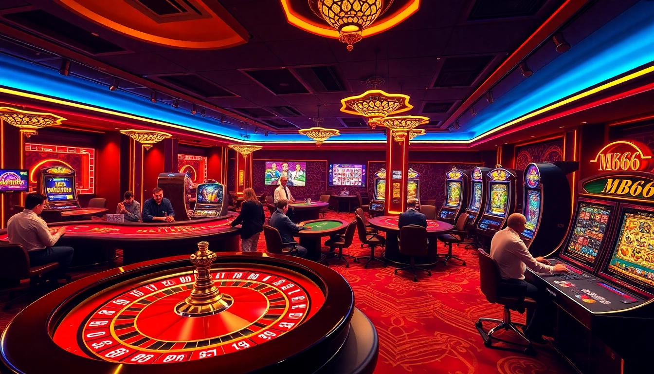 Players experiencing thrilling action at MB66's luxurious online casino platform.