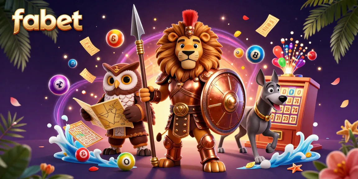 Experience thrilling lottery action with fabet in this vibrant 3D illustration filled with colorful game elements.