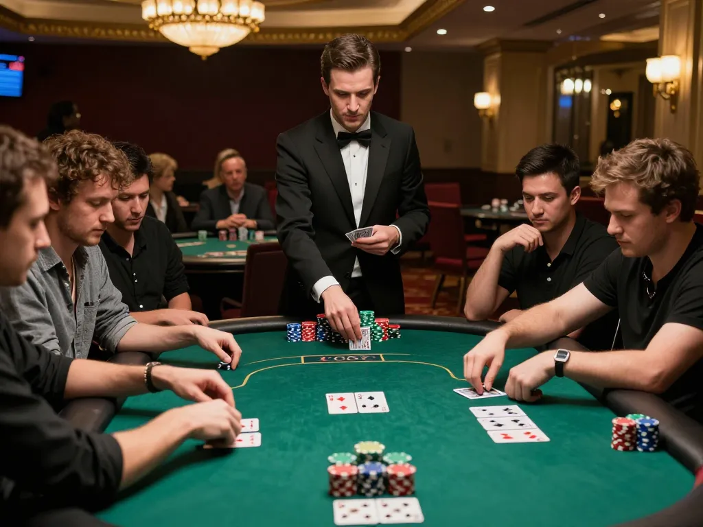 Players strategizing during high-stakes poker with chips and cards at DU88 casino.