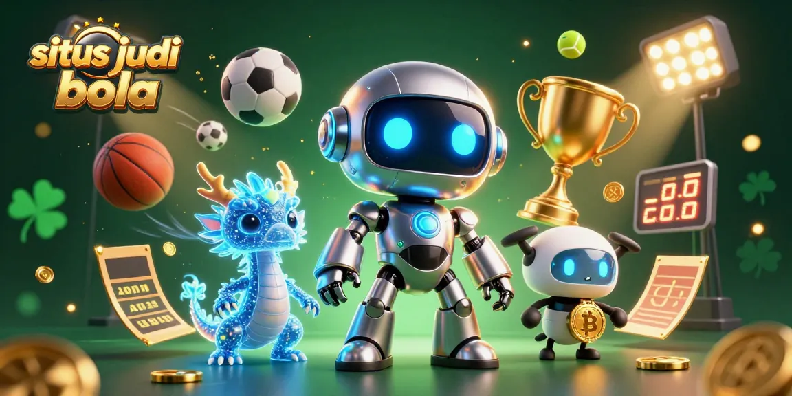 Memenangkan permainan di situs judi bola dengan simbol bitcoin futuristik dan elemen olahraga.