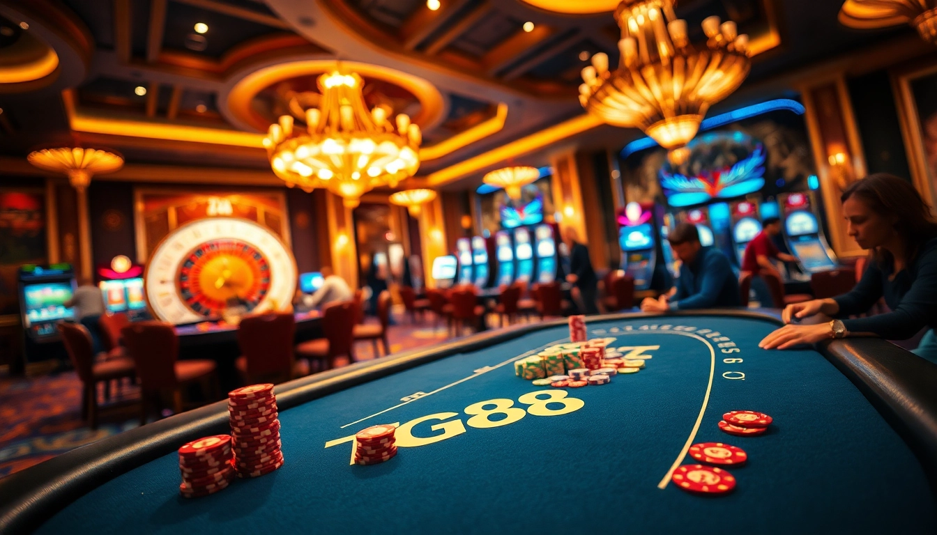 Experience the thrill of winning at a TG88 poker table in an upscale casino.