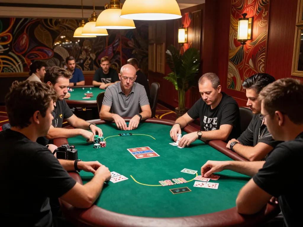 Engaged players competing in a dynamic poker game at CWIN, showcasing strategic betting.