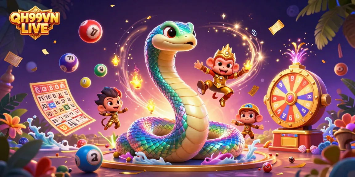 Experience the thrill of QH99VN LIVE with vibrant games and rewards in this stunning casino scene.