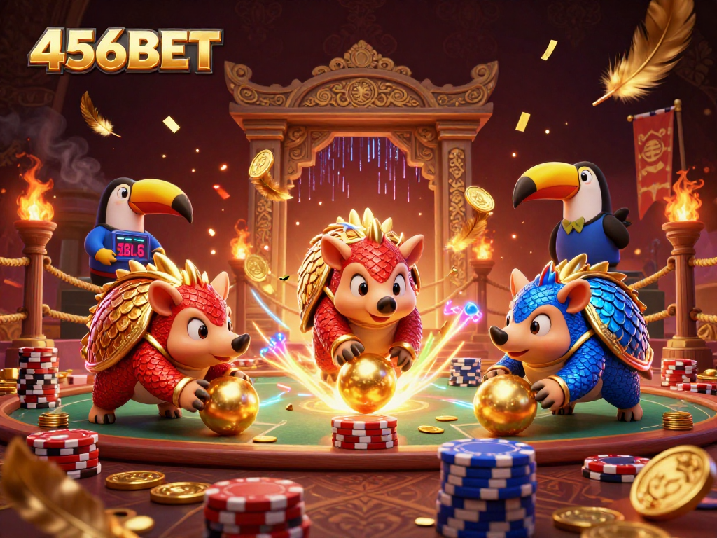Engage with 456BET and join the thrilling showdown between rival pangolins in an epic gambling scene.