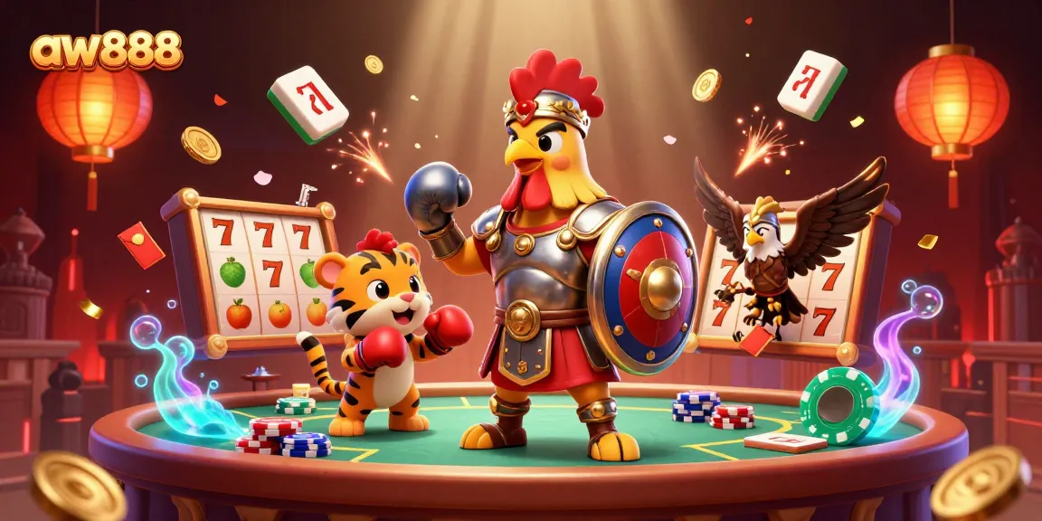 Experience thrilling gameplay with aw888 in this colorful 3D casino illustration featuring dynamic gaming elements.
