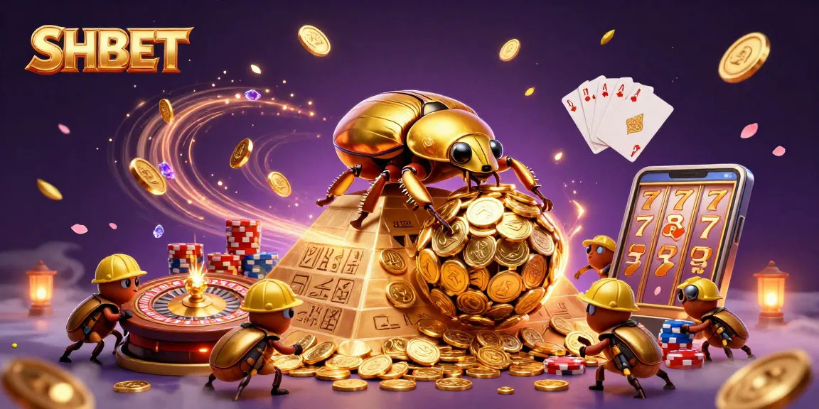Engage with SHBET's immersive gaming world featuring golden coins and thrilling casino action.
