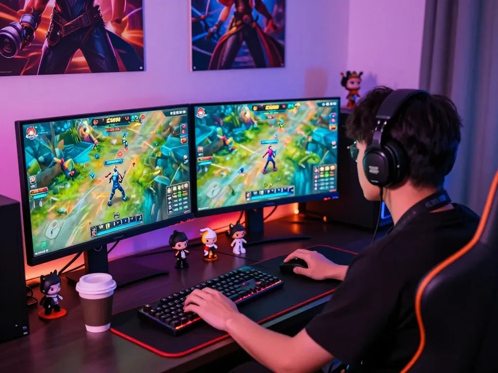 Engaging online gaming scene featuring a player enjoying CWIN's popular fishing game with vibrant LED lighting and gaming setup.