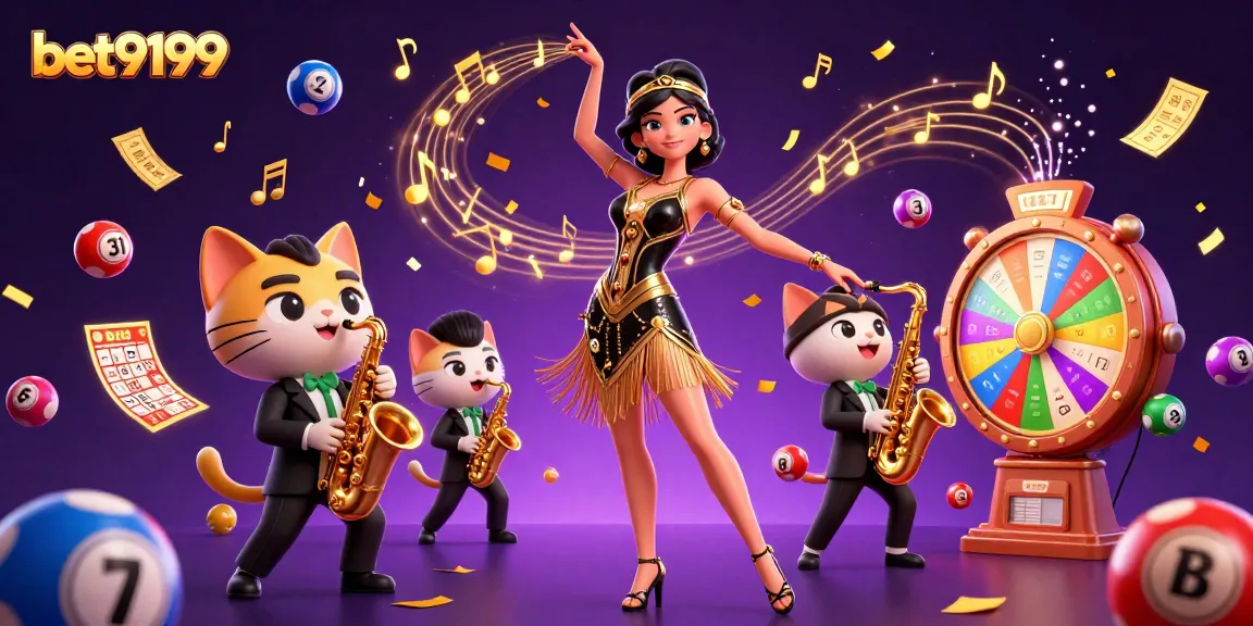Engage with bet9199 through a vibrant casino scene featuring dynamic games and playful characters.