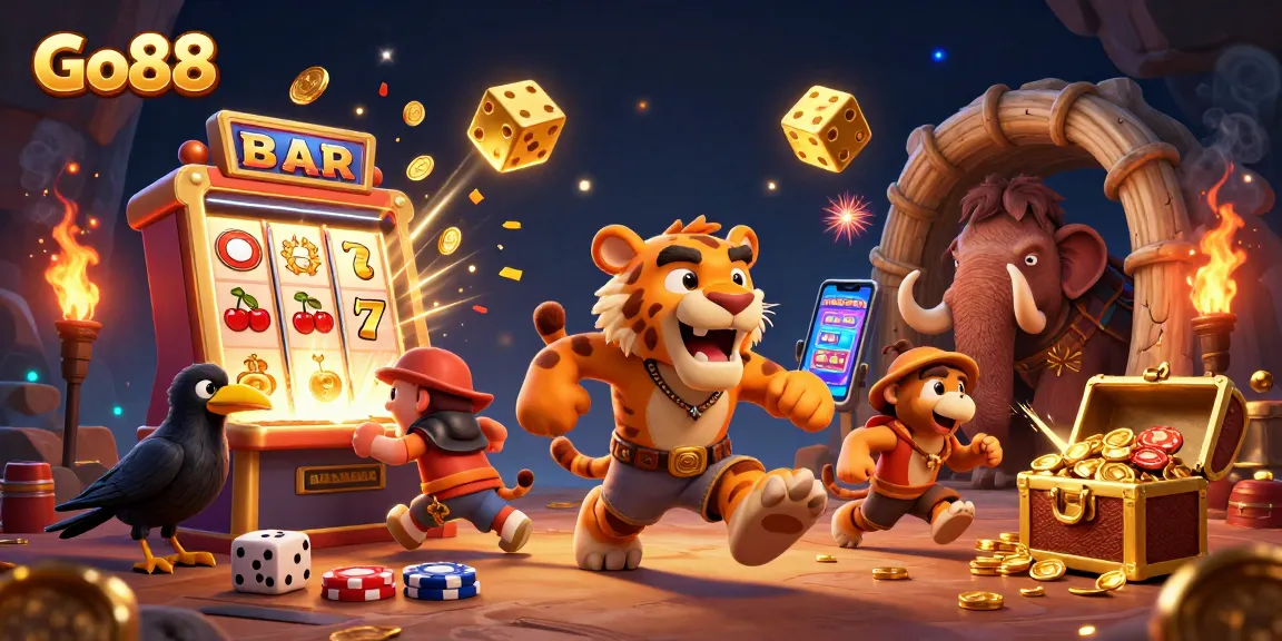 Experience thrilling gameplay at Go88 with vibrant 3D casino elements and characters.