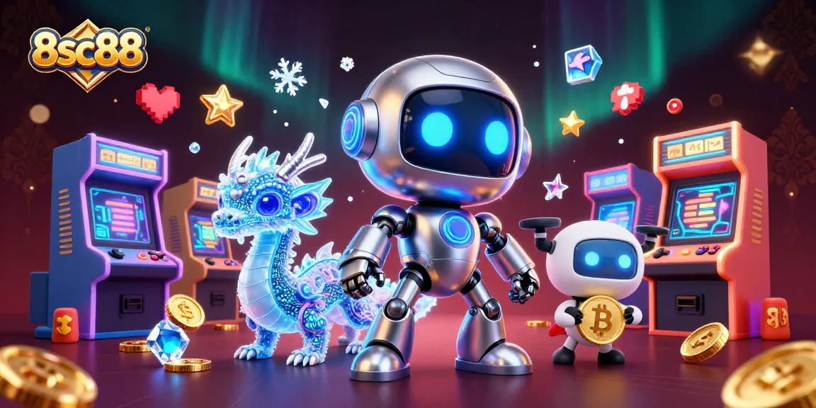 Engage with 8sc88's vibrant casino scene filled with dynamic gaming elements and high-tech characters.