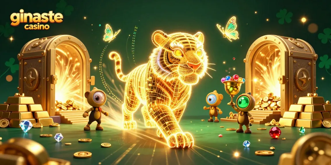 Experience thrilling gameplay at ginaste casino with a golden tiger and treasure elements.